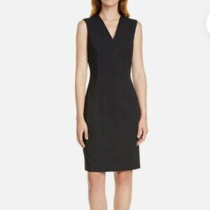 Ted Baker Saloted Sleeveless Black Wool Blend Sheath Dress - Size 4